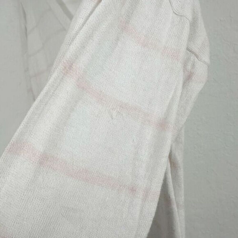 White + Warren Striped Print Silk V Neck Pullover Sweater White Pink Size Small‎ - Picture 4 of 10
